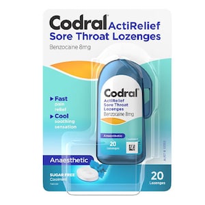 Codral ActiRelief Sore Throat Lozenges Anaesthetic CoolMint 20 Pack