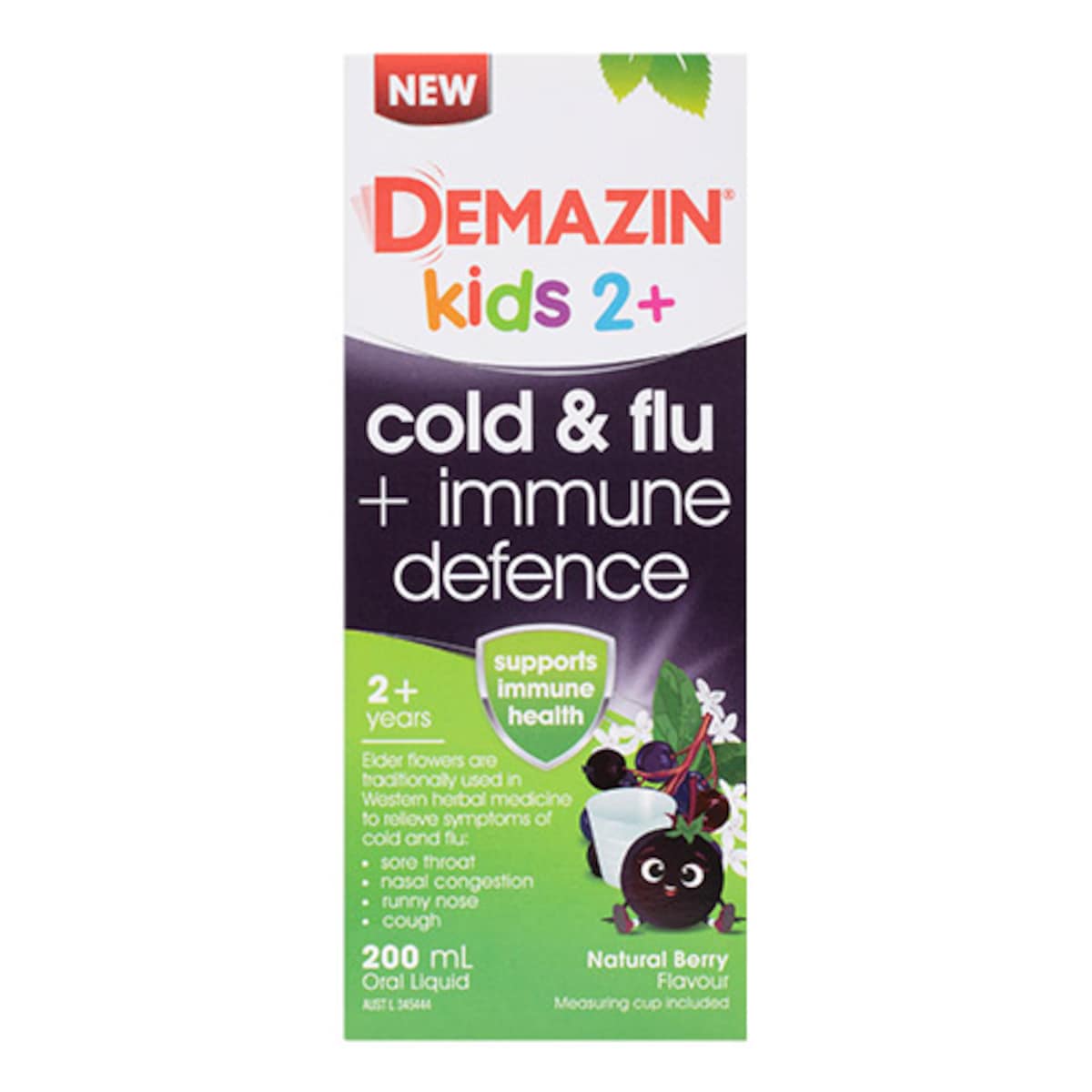 Demazin Kids 2+ Years Cold & Flu + Immune Defence Syrup Berry 200ml