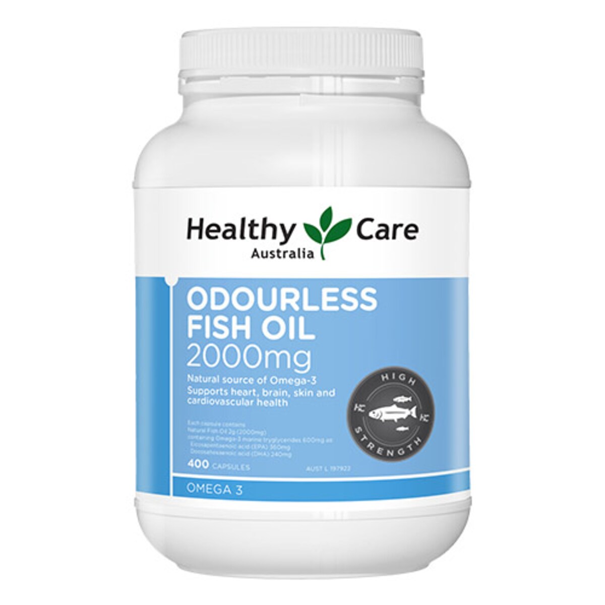 Healthy Care Odourless Fish Oil 2000mg 400 Capsules
