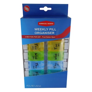 Surgical Basics AM/PM Weekly Pill Organiser (Colours selected at random)