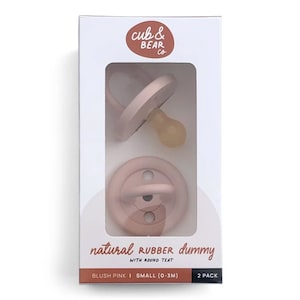 Cub & Bear Co Baby Natural Rubber Dummy Small (0-3 M) Blush Pink 2 Pack