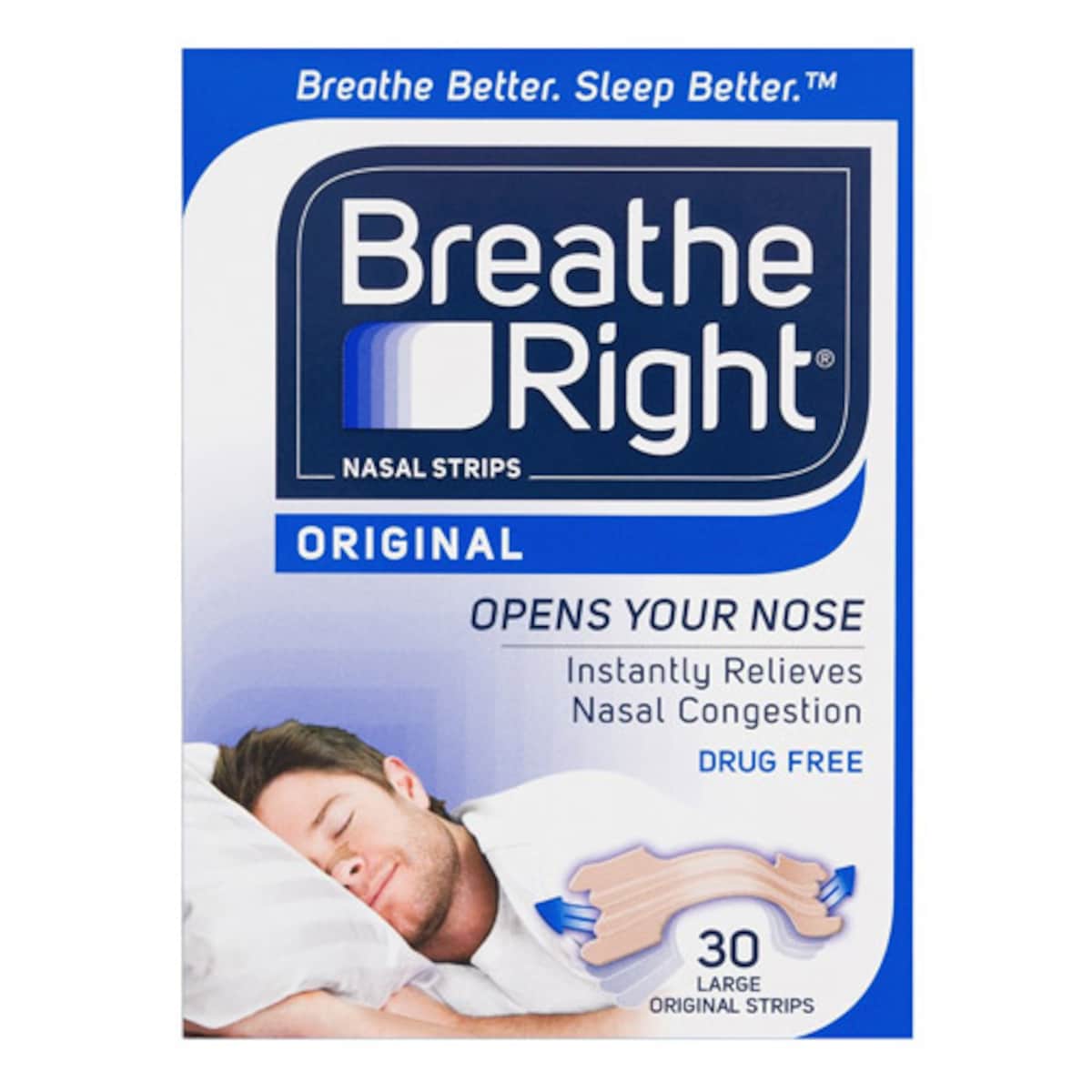 Breathe Right Nasal Strips Original Tan L 30 Pack
