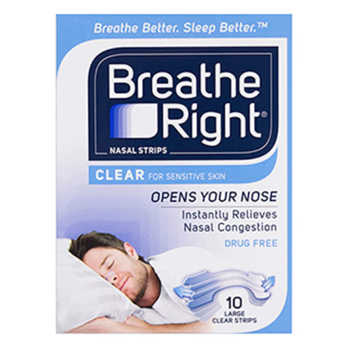 Breathe Right Nasal Strips Clear L 10 Pack