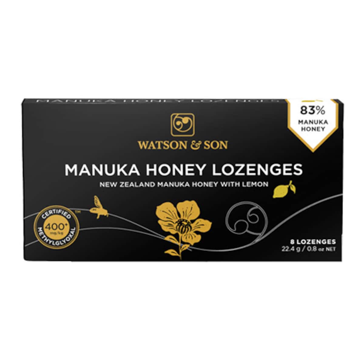 Watson & Son 400+ Manuka Honey with Lemon Lozenges 8 Pack