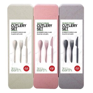 Wheat Straw Travel Cutlery Set Assorted - Assorted Colours