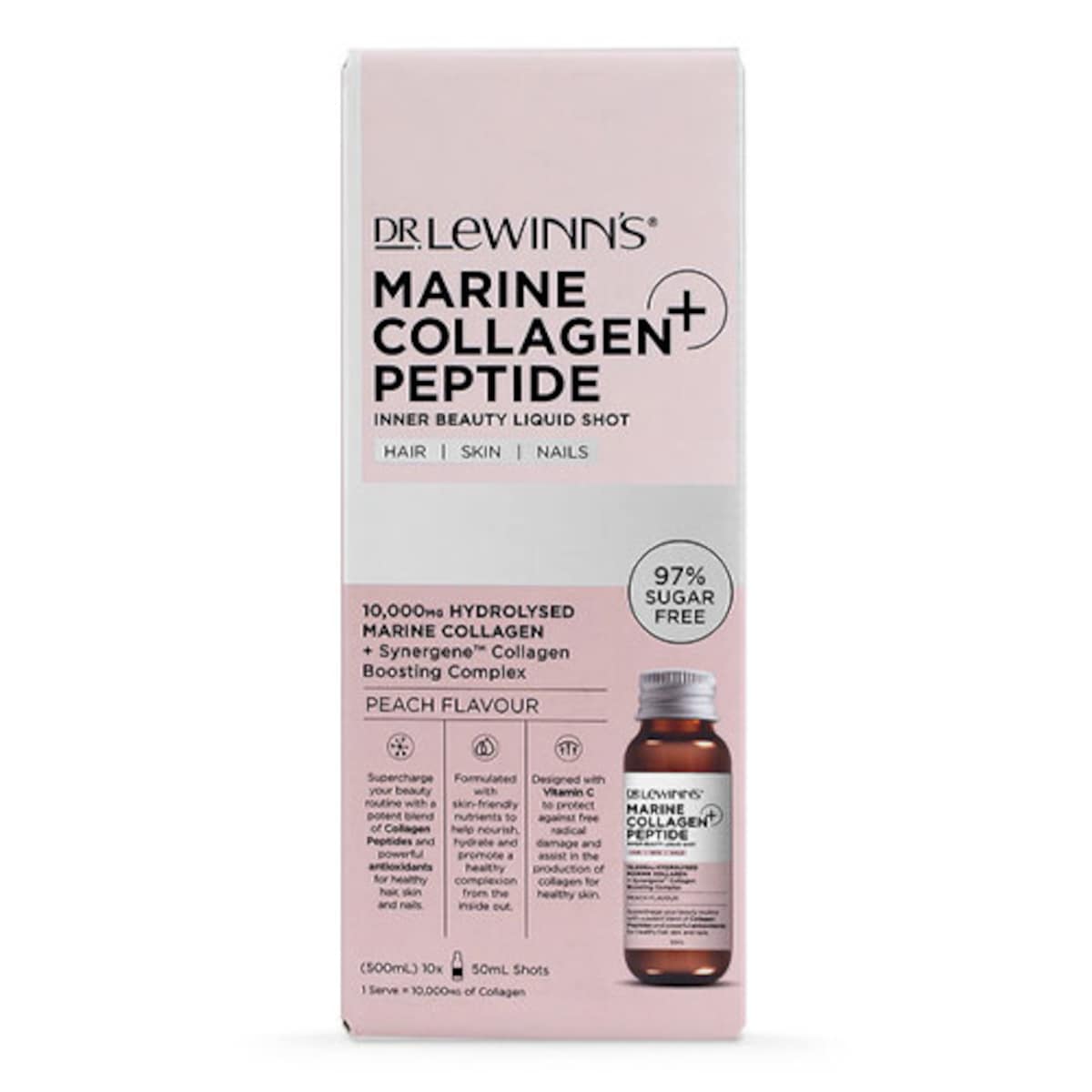 Dr Lewinns Marine Collagen Peptide+ Inner Beauty Liquid Shot 10 x 50ml