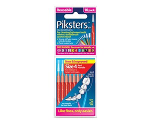 Piksters Interdental Brushes Size 4 Red 10 Pack