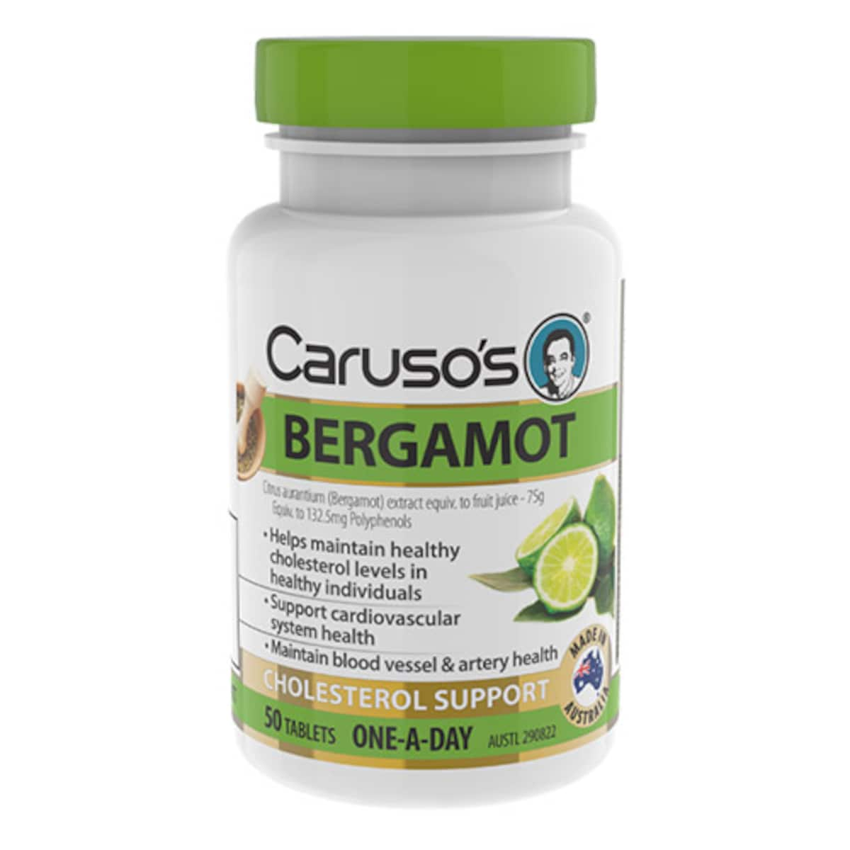 Caruso's Bergamot Cholesterol Support 50 Tablets | Healthylife Australia