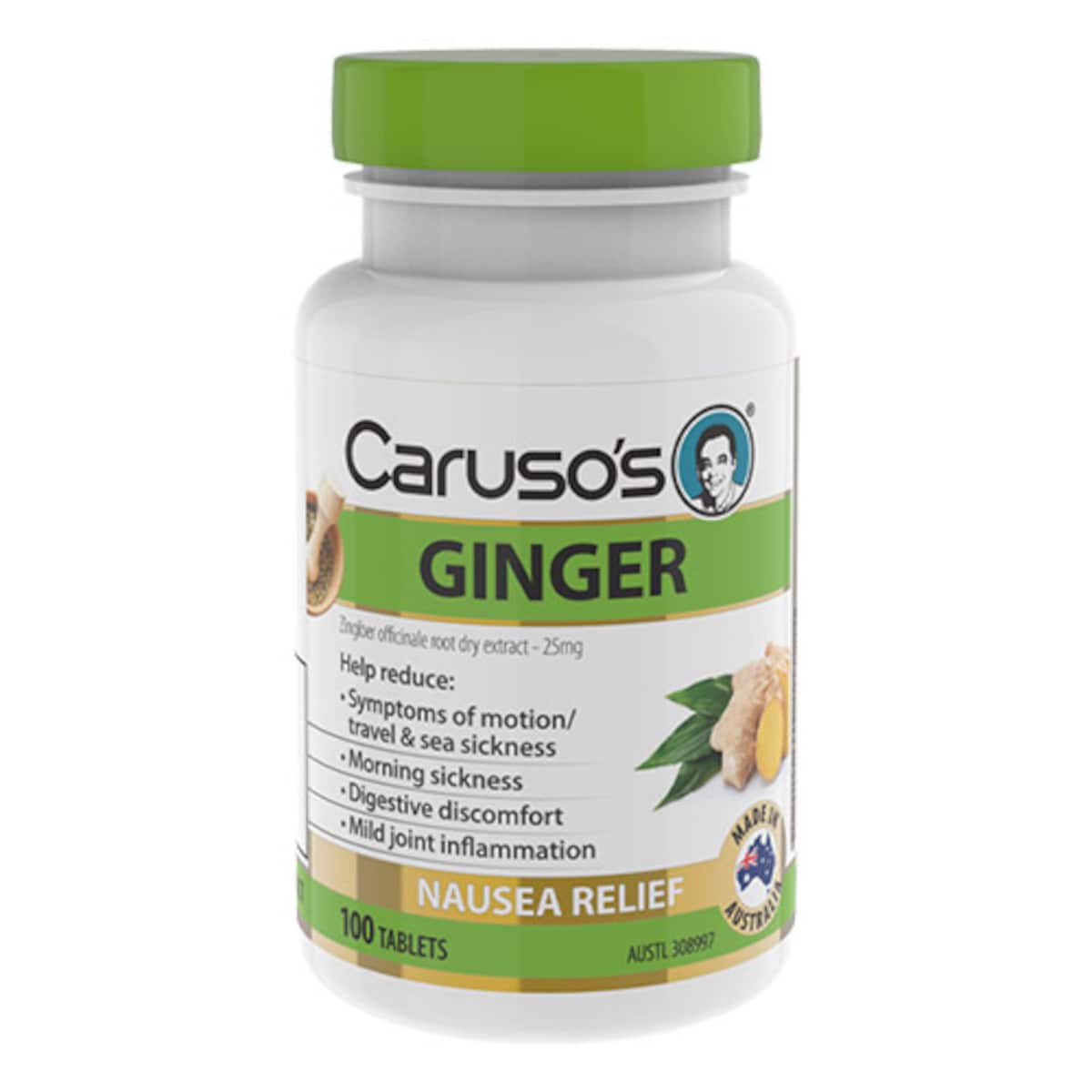 Carusos Ginger Nausea Relief 100 Tablets