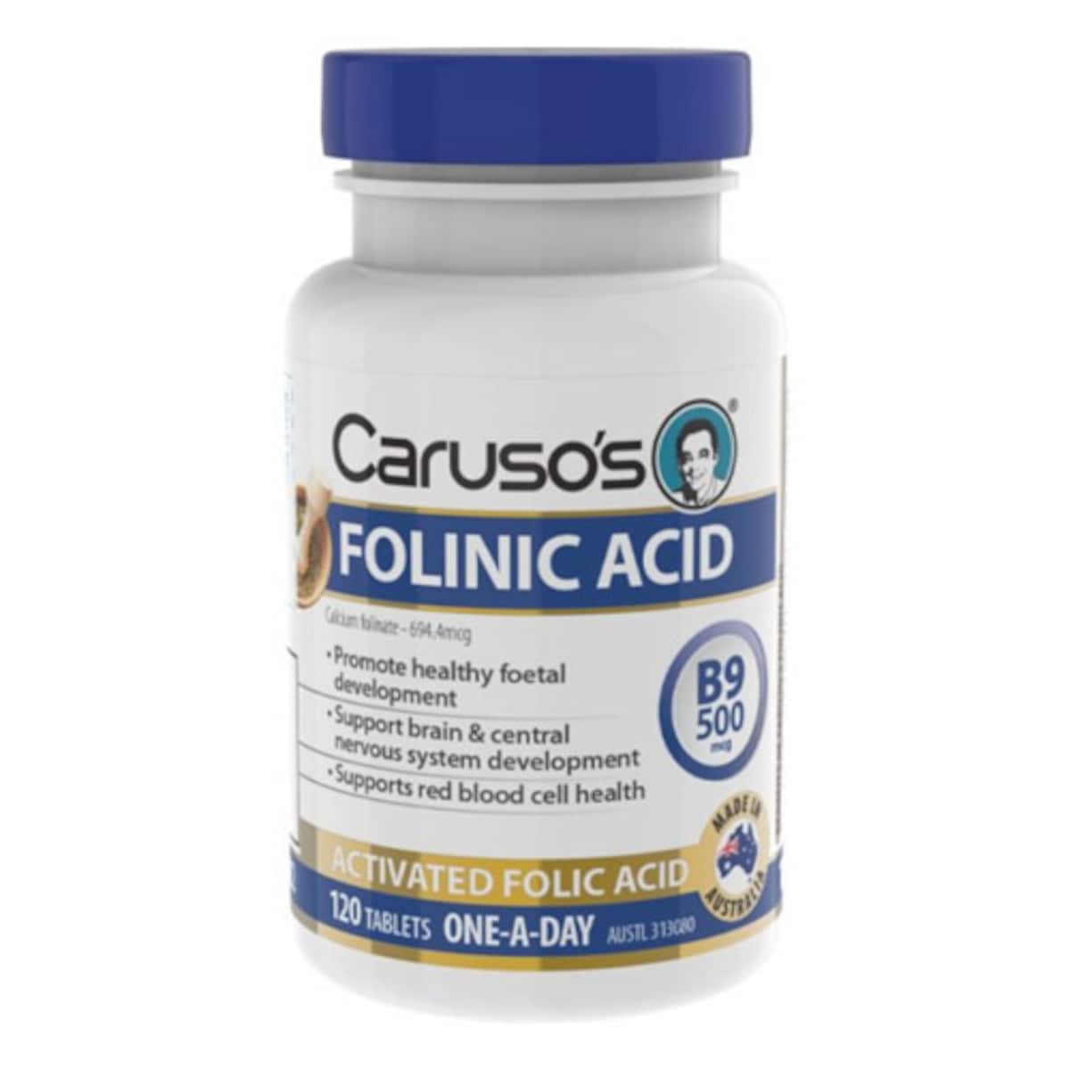 Carusos Folinic Acid Activated Folic Acid B9 500mcg 120 Tablets