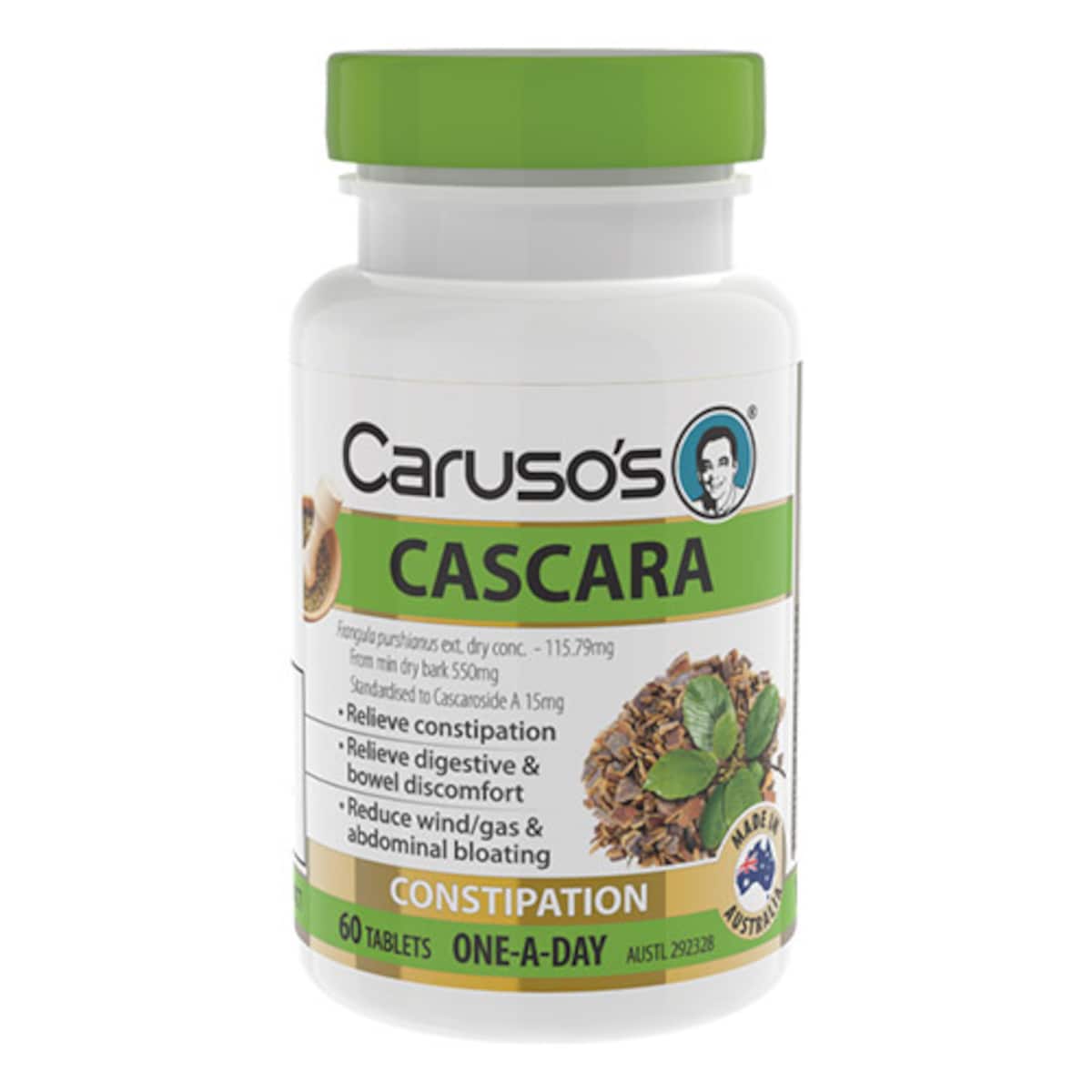 Carusos Cascara Constipation Relief 60 Tablets