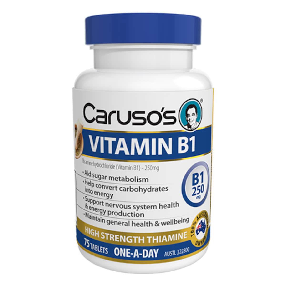 Carusos Vitamin B1 High Strength Thiamine 75 Tablets Australia