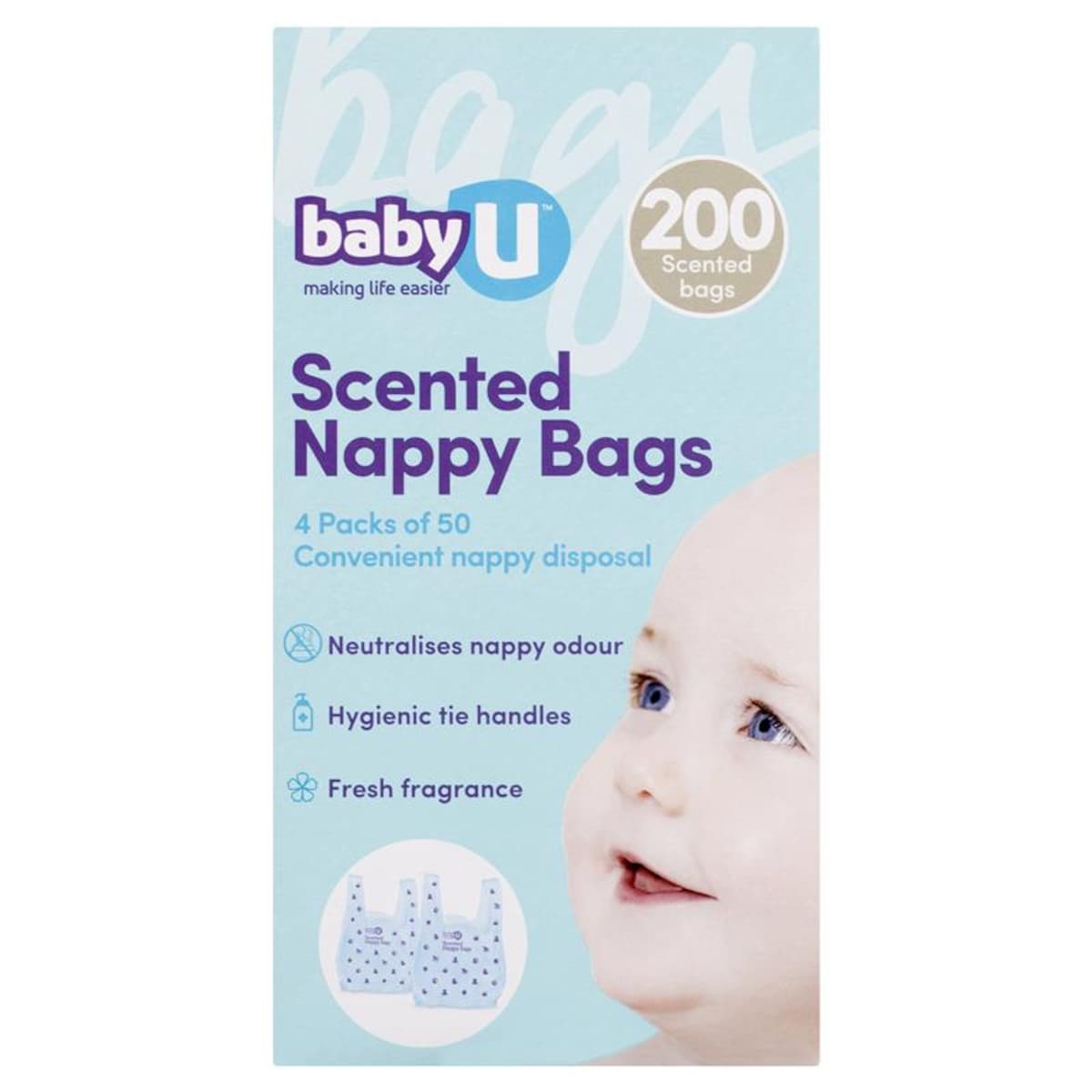 Baby U Scented Nappy Bags 200 Pack