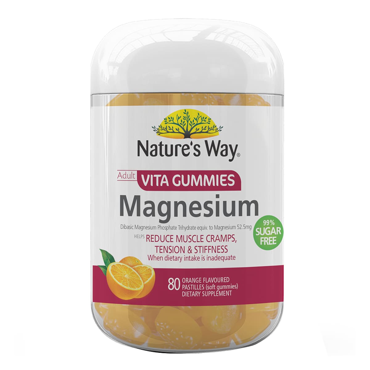 Natures Way Adult Vita Gummies Magnesium 99.8% Sugar Free 80 Pack (New)