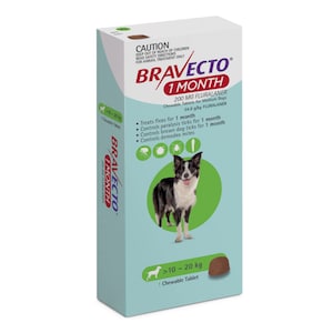 Bravecto 1-Month Chews for Medium Dogs 10-20kg 1 Tablet