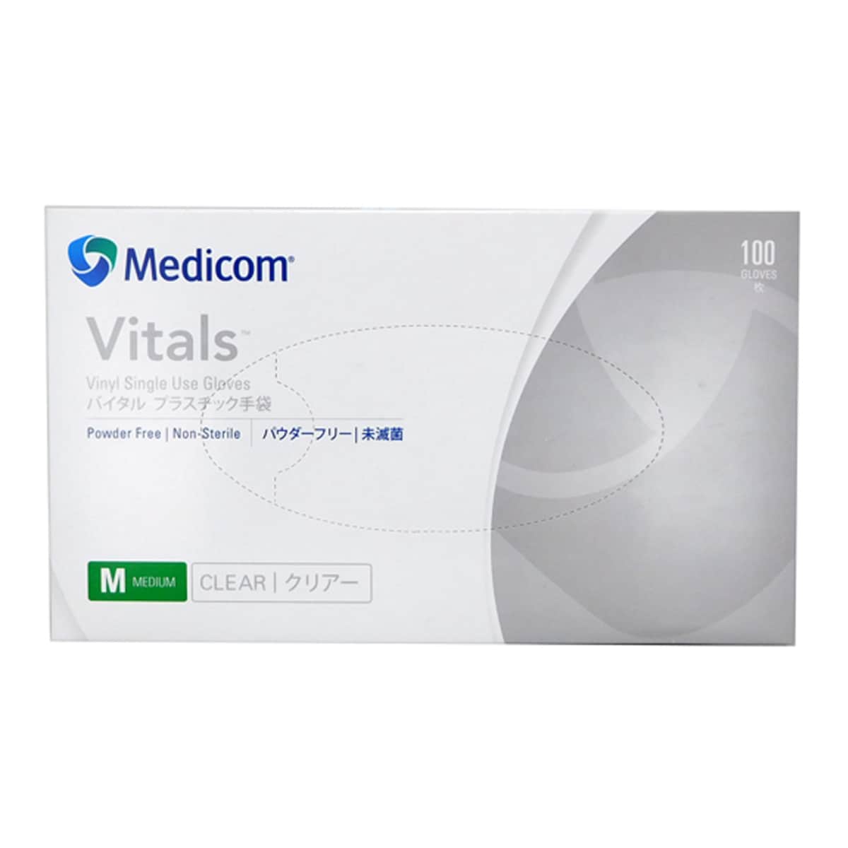 Medicom Vinyl Gloves Powder Free Medium 100 Pack (Branding may differ depending on availability)