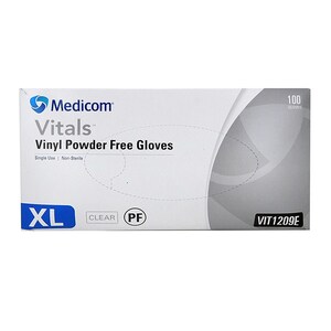 Medicom Vinyl Gloves Powder Free X-Large 100 Pack (Branding may differ depending on availability)
