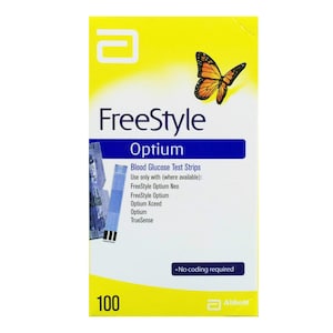 Abbott Freestyle Optium Blood Glucose Test Strip 100 Strips