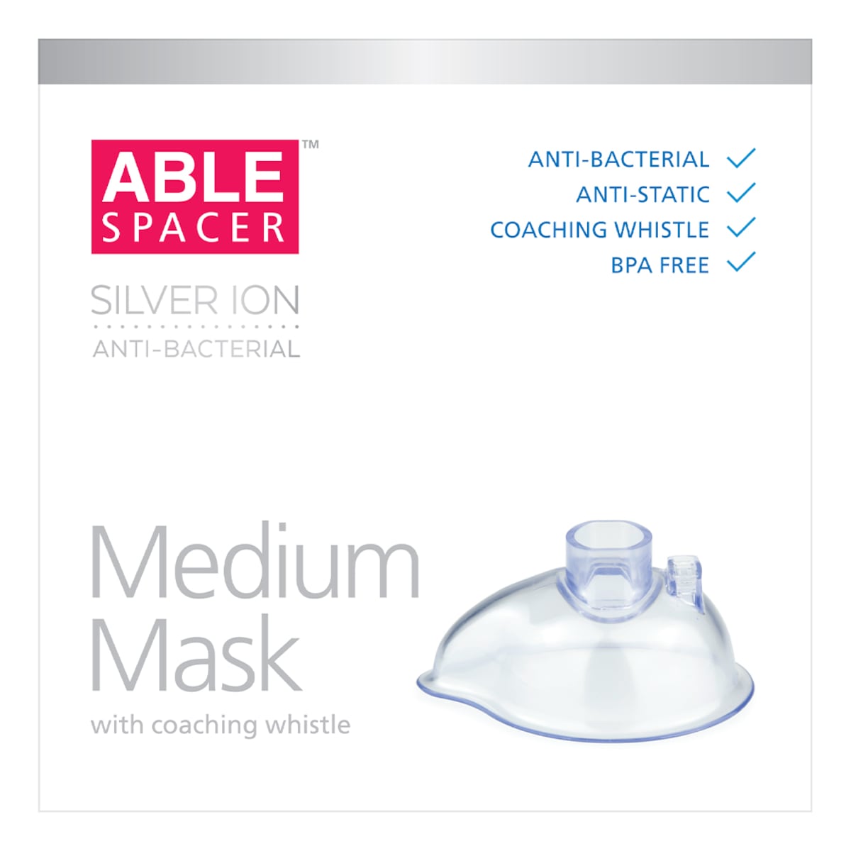 ABLE Spacer Whistle Mask AntiBacterial Medium