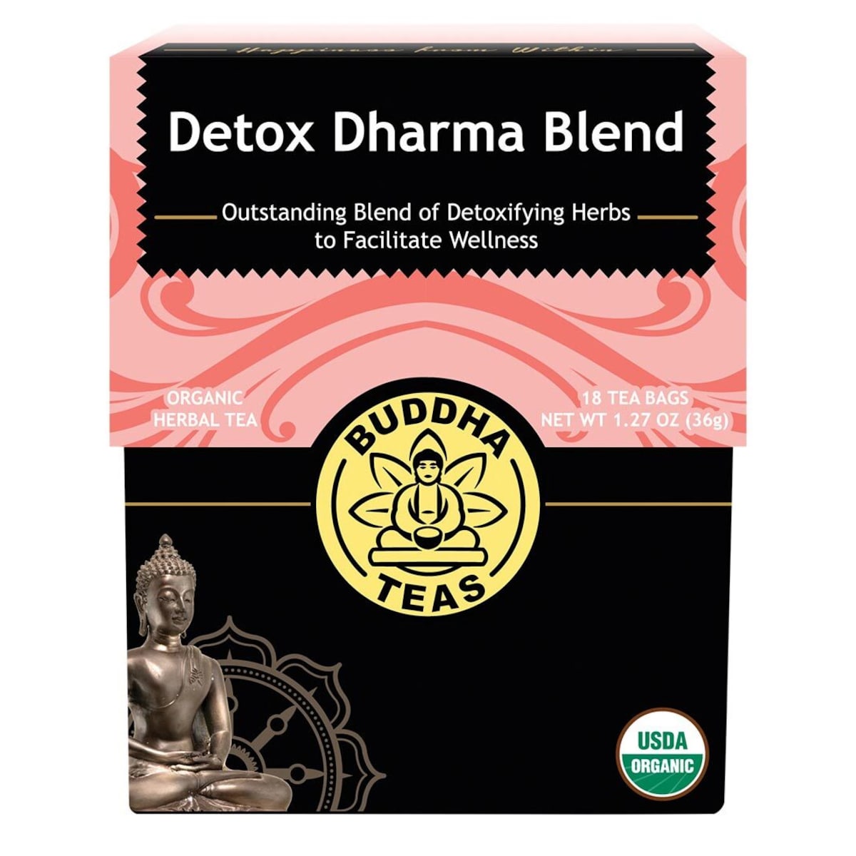Buddha Teas Organic Herbal Detox Dharma Blend Tea 18 Pack