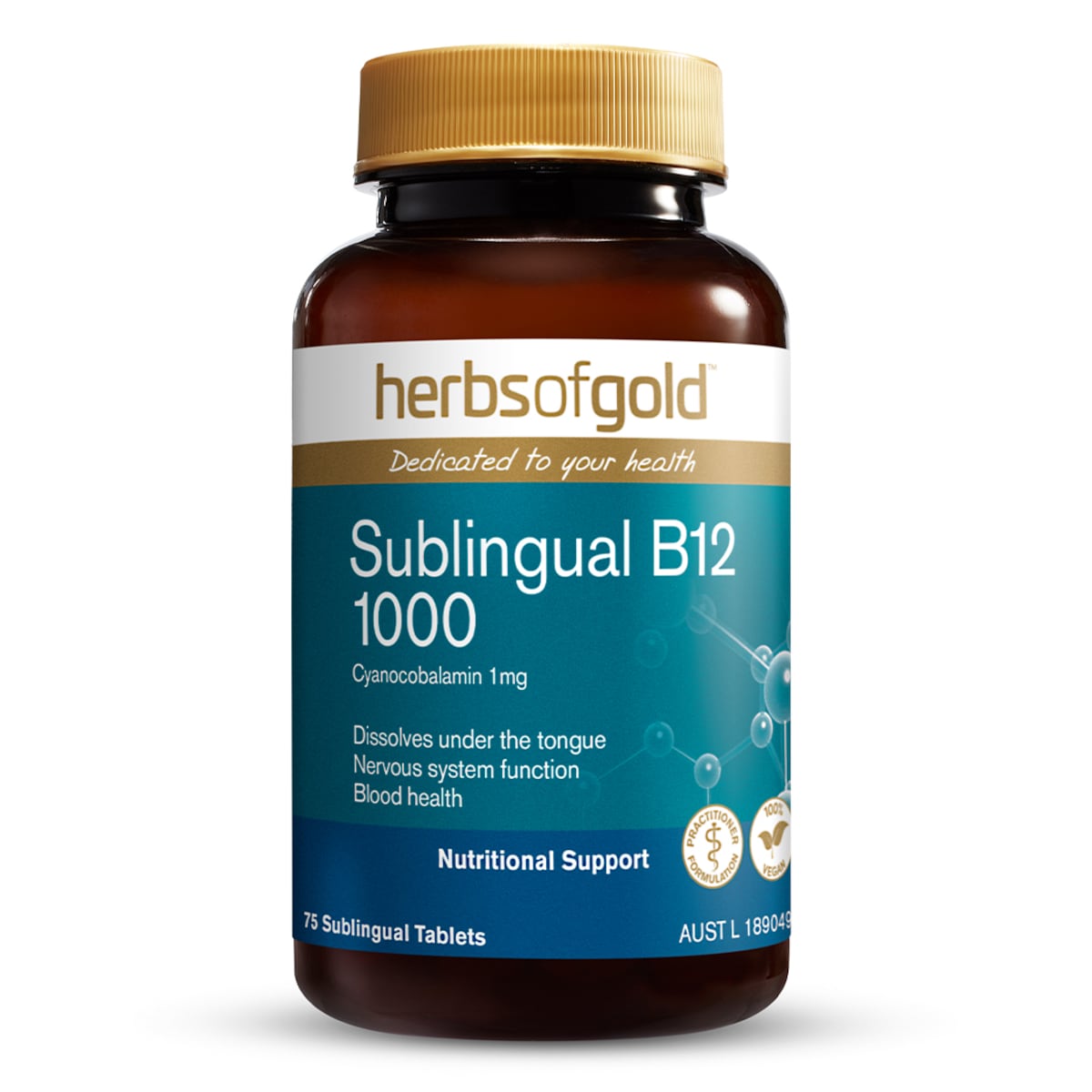 Herbs of Gold Sublingual B12 1000 75 Tablets Australia