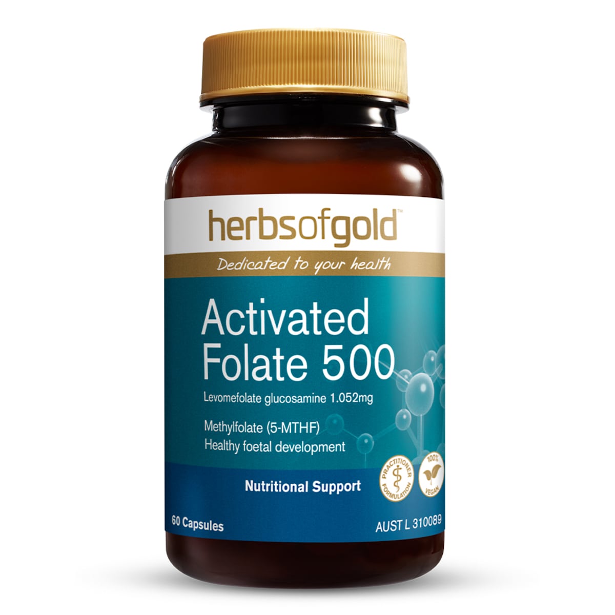 Herbs of Gold Activated Folate 500 60 Capsules Australia