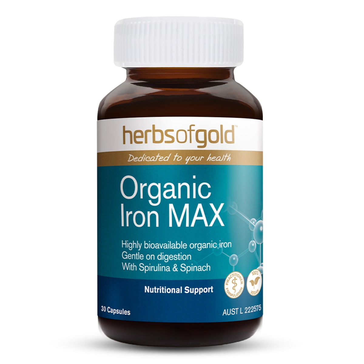 Herbs of Gold Organic Iron MAX 30 Capsules Australia
