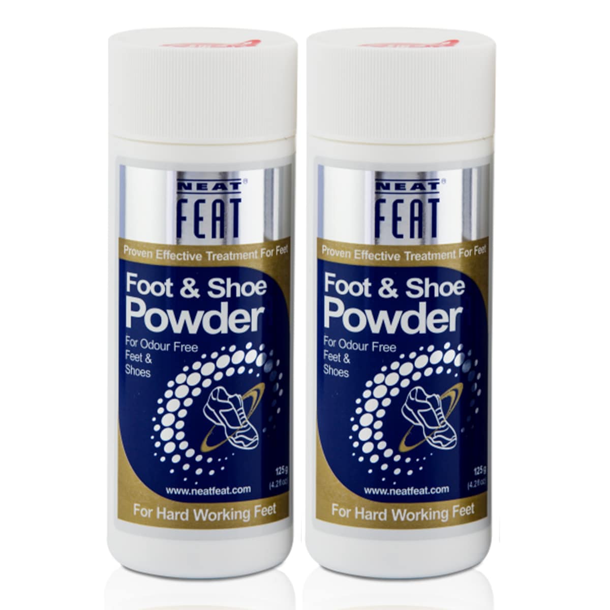 Neat Feat Foot & Shoe Powder Odour Elimnating 2 x 125g