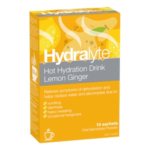 Hydralyte Hot Hydration Drink Lemon Ginger Sachet 10 Pack