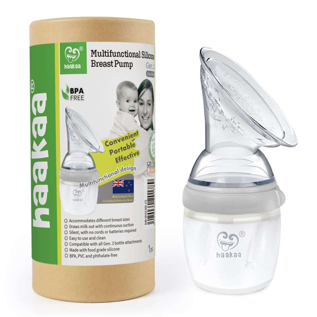 Haakaa Generation 3 Breast Pump Grey 160ml (Cap Sold Separately)