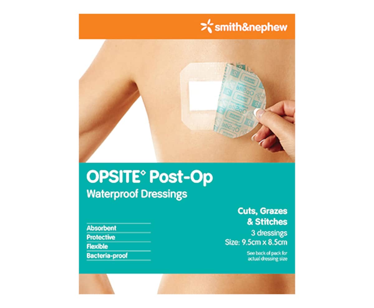 Opsite Post-Op Waterproof Dressing 9.5cm x 8.5cm 3 Pack by Smith & Nephew