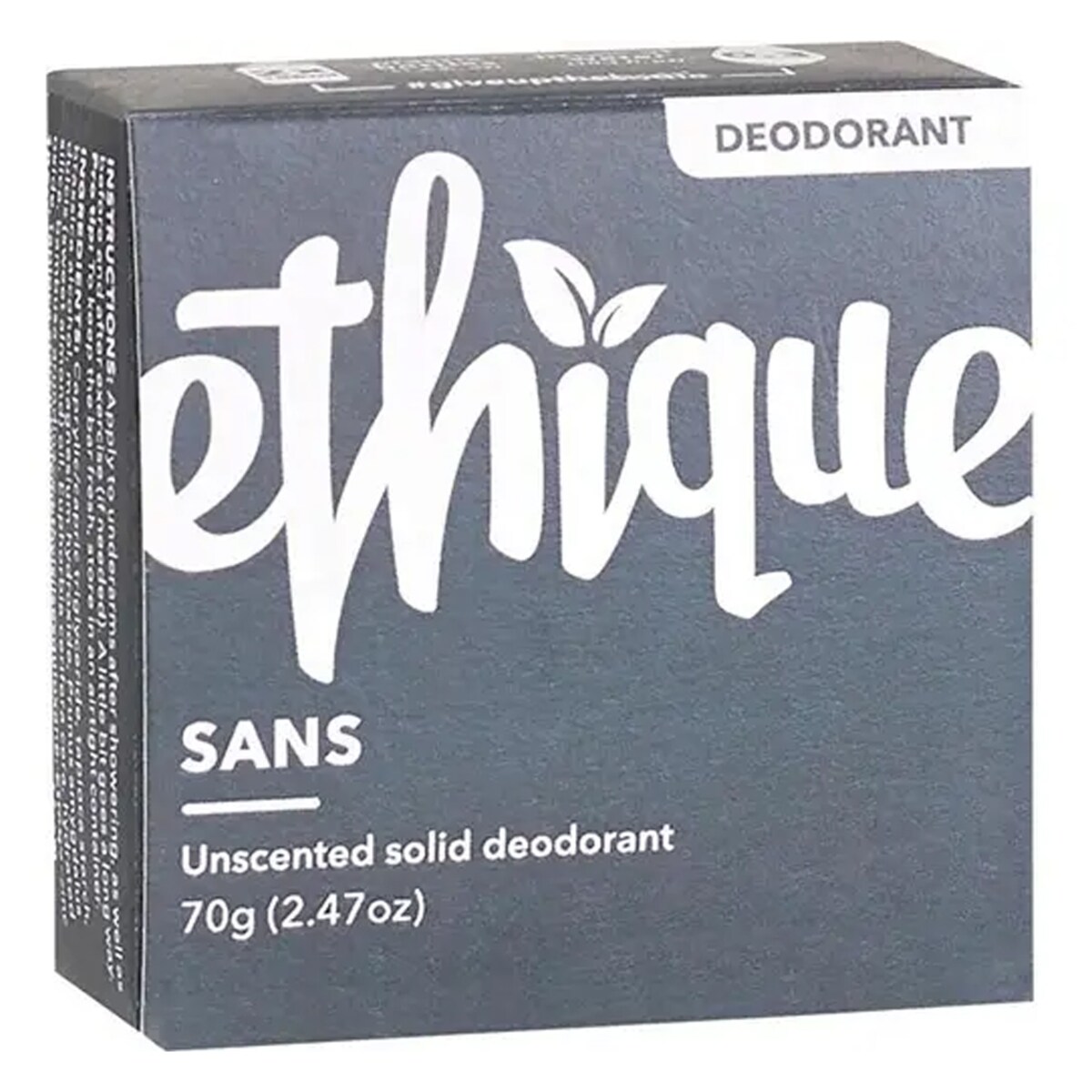 ETHIQUE Solid Deodorant Bar Sans - Unscented 70g