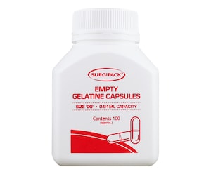 Surgipack Empty Gelatin Capsules Size 00 100 Pack