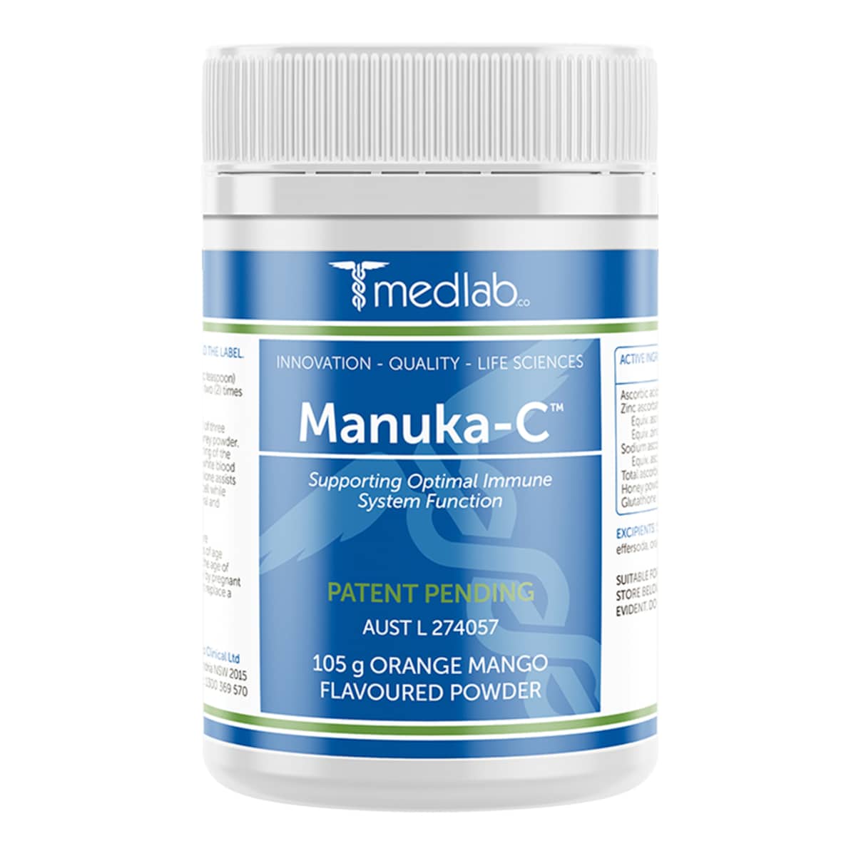 Medlab Manuka-C Immune Support Orange Mango 105g