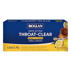 Bioglan Throat-Clear Lemon & Honey 20 Lozenges