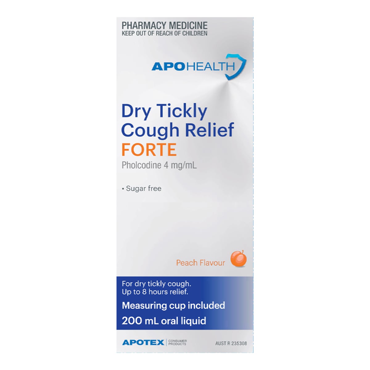 APOHEALTH Dry Tickly Cough Relief Forte Peach Flavour 200ml