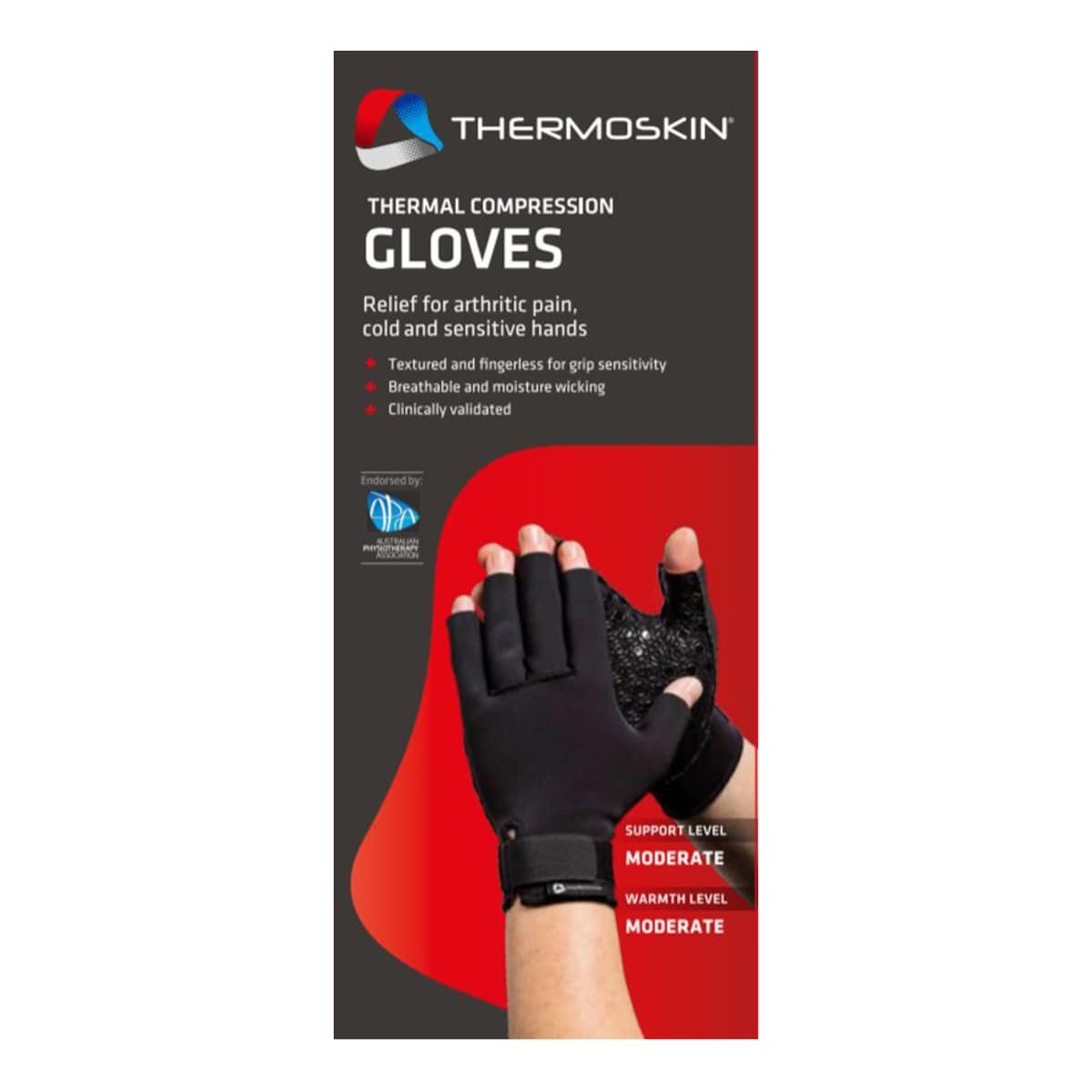 Thermoskin Thermal Compression Gloves Black S 1 Pair