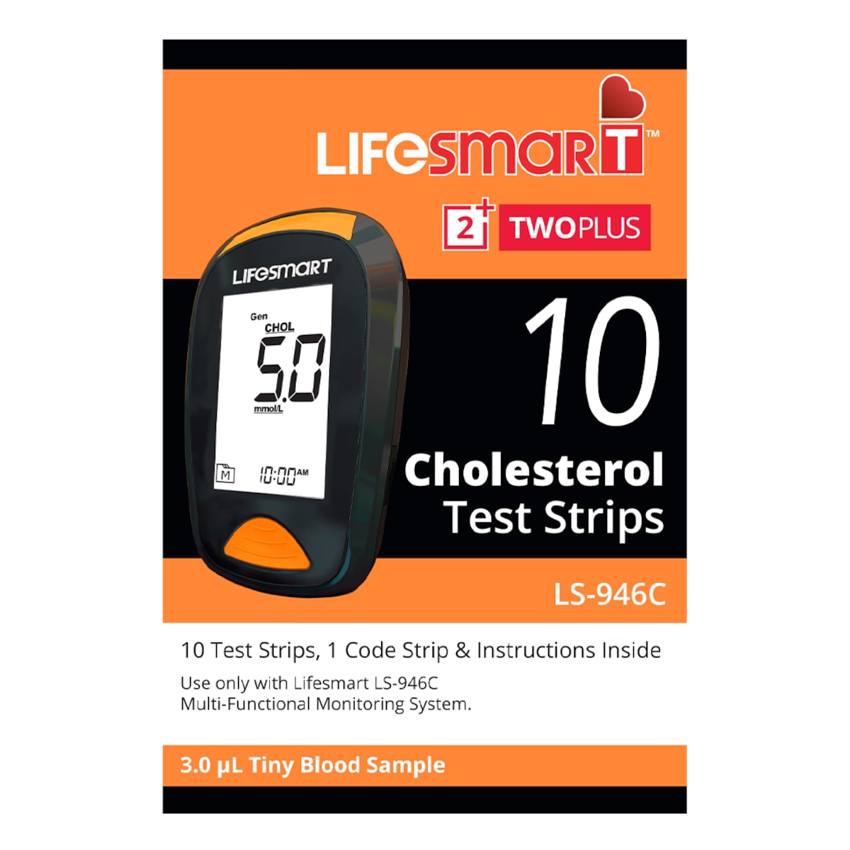 LifeSmart TwoPlus Cholesterol Test Strips 10 Strips