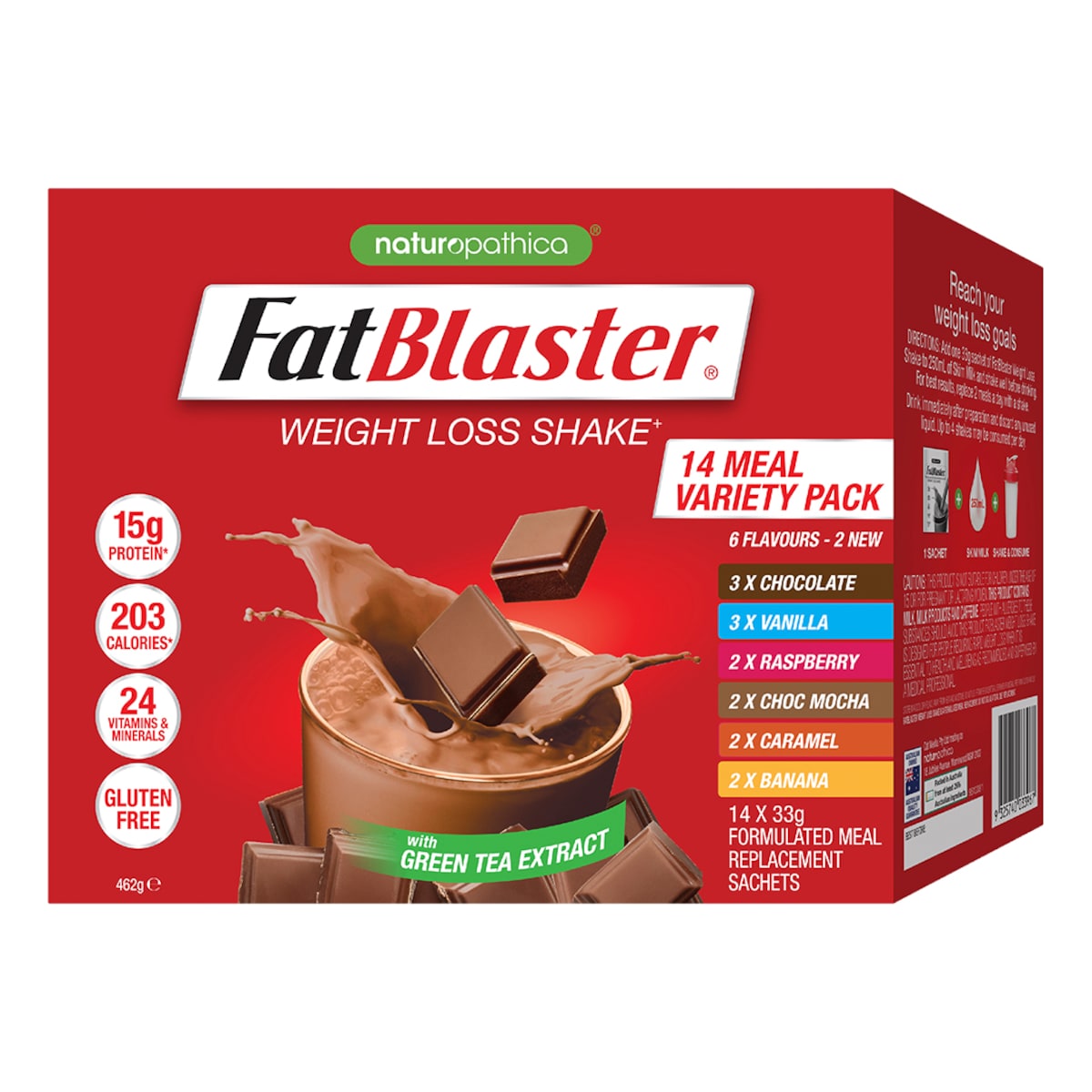 Naturopathica FatBlaster Weight Loss Shake Variety Pack 14 x 33g Sachets Australia