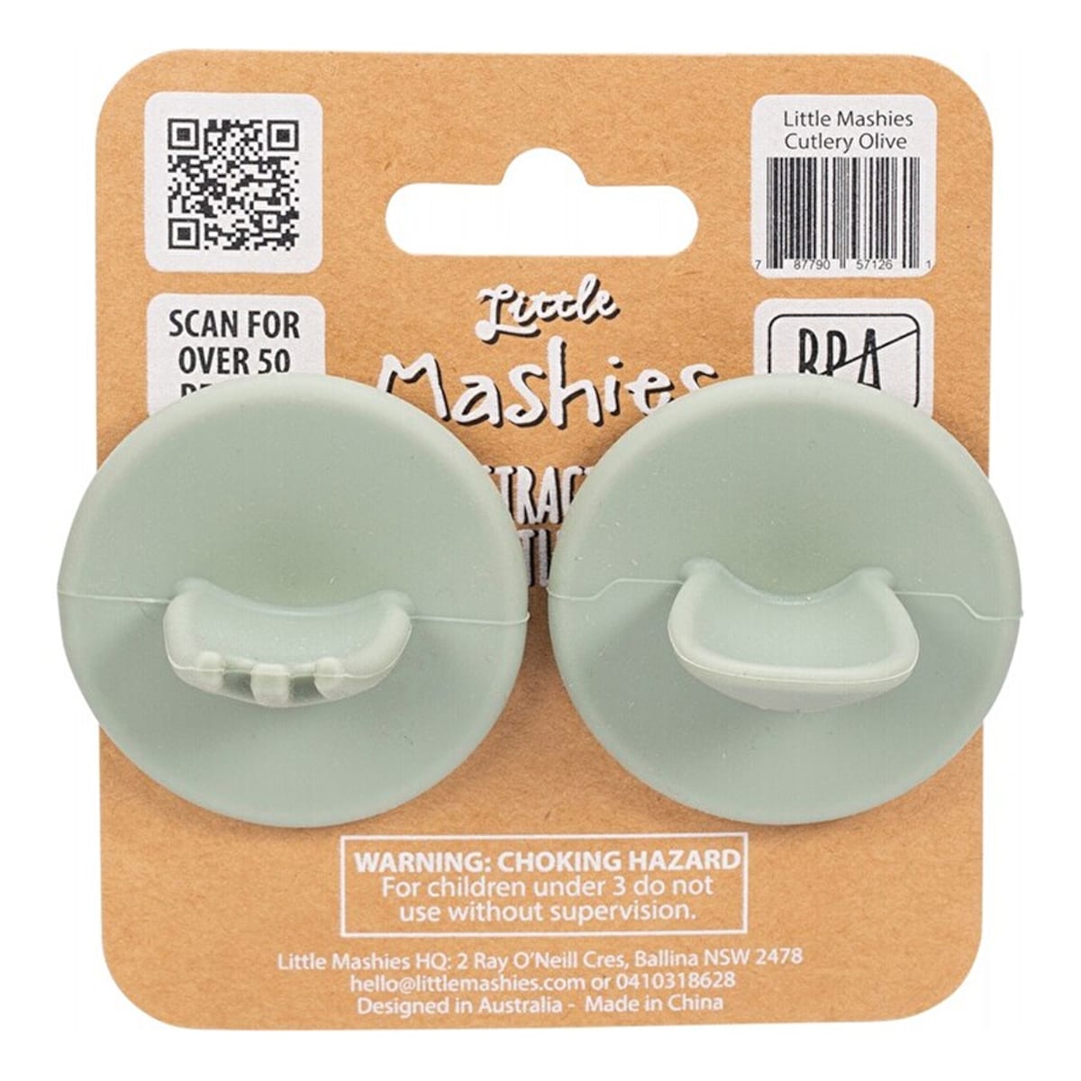Little Mashies Silicone Distractor Cutlery Olive