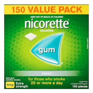 Nicorette Quit Smoking Nicotine Gum 4mg Classic 150 Pieces Value Pack