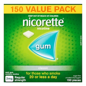 Nicorette Quit Smoking Nicotine Gum 2mg Classic 150 Pieces Value Pack