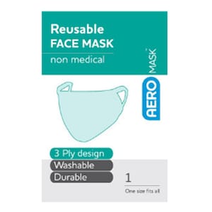 AeroMask Reusable Face Mask Black Single