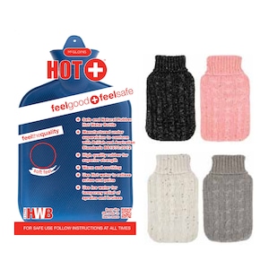 McGloins Hot Water Bottle with Knitted Sparkled Cover (Assorted Designs Selected at Random)