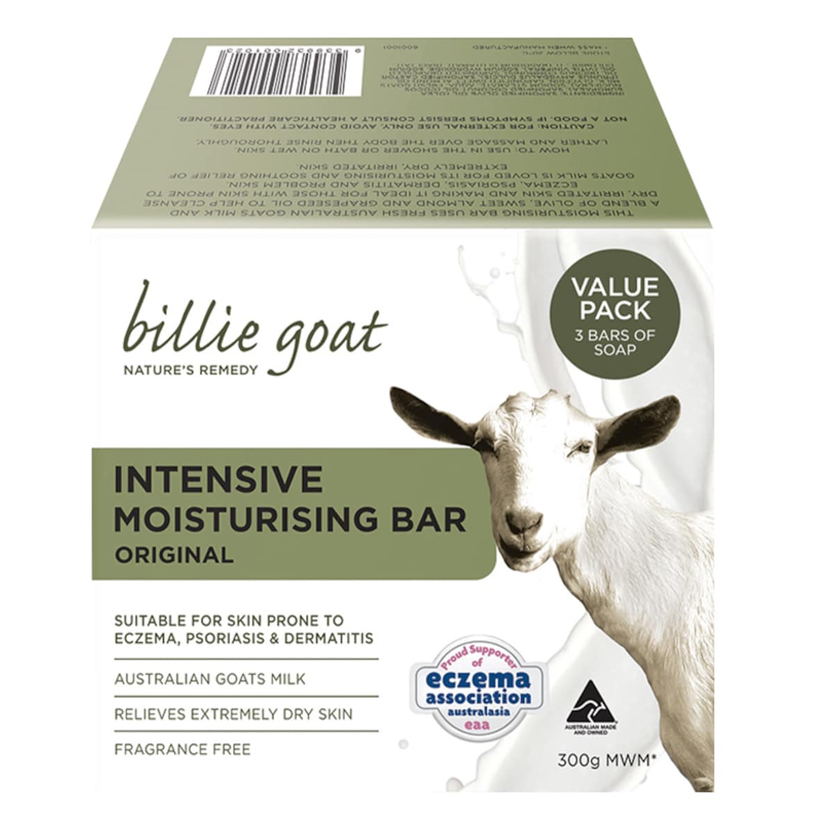 Billie Goat Intensive Moisturising Bar Original Value Pack 3 x 100g