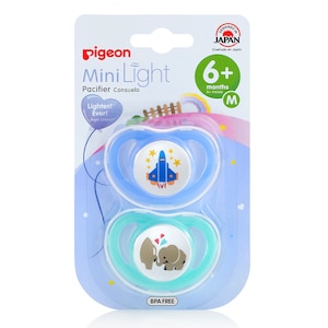 Pigeon Mini Light Pacifier Medium (6+ Months) Twin Pack (Colours selected at random)