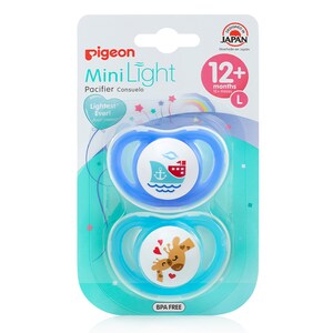 Pigeon Mini Light Pacifier Large (12+ Months) Twin Pack (Colours selected at random)