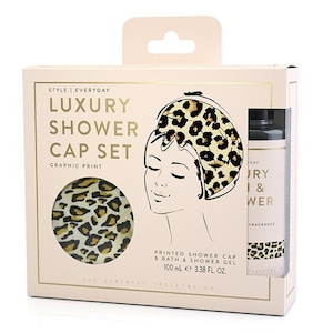 Luxury Shower Gel & Cap Gift Set Leopard