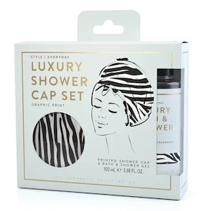 Luxury Shower Gel & Cap Gift Set Zebra