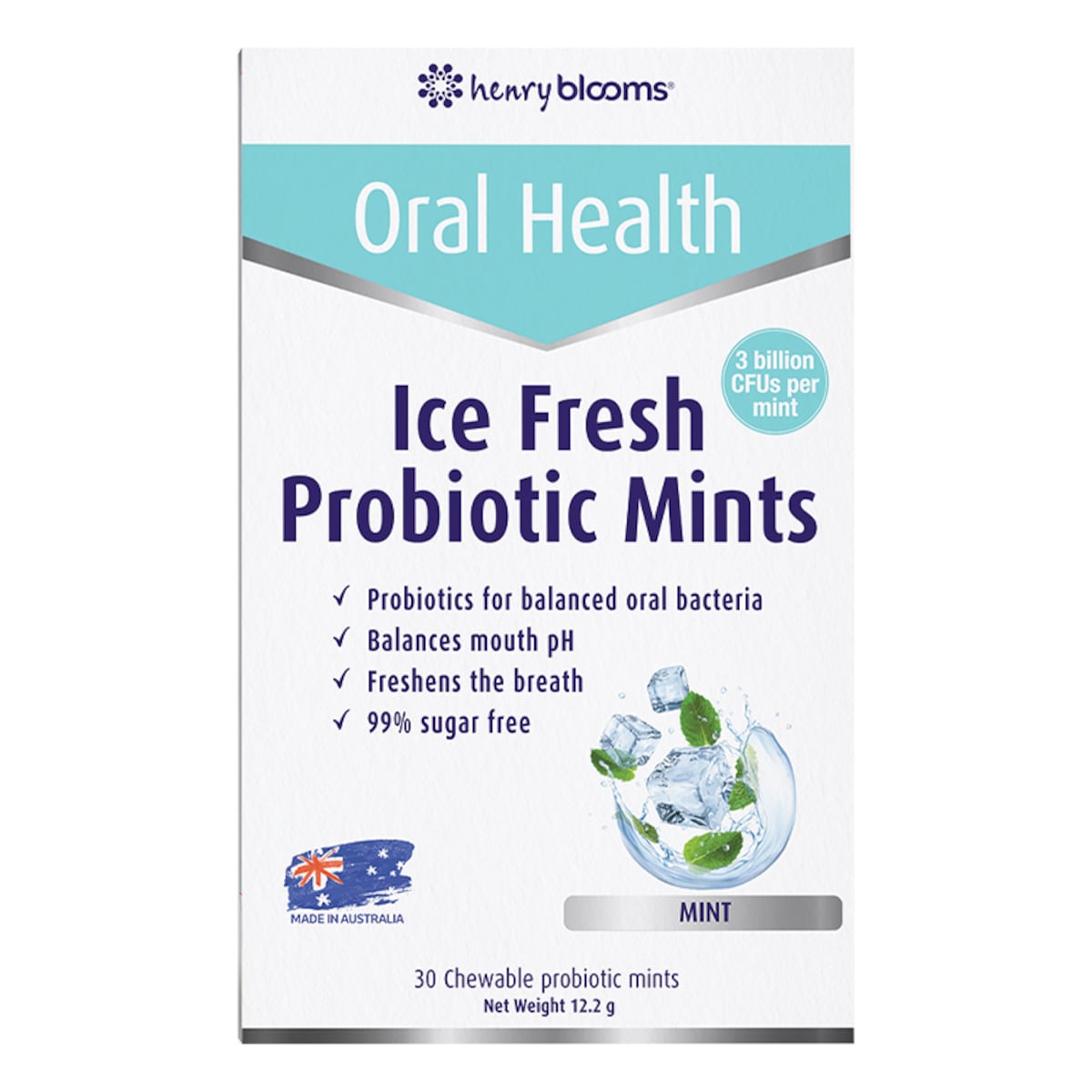 Henry Blooms Ice Fresh Probiotic Mints Mint Flavour 30 Mints
